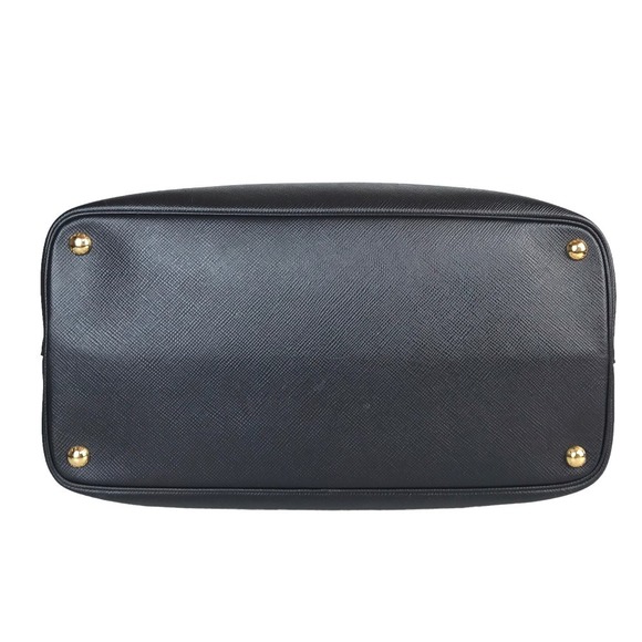 Prada Double Tote Bag Leather Shoulder Bag Black Red - Picture 9 of 16